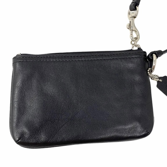 Coach Solid Black Smooth Leather Wristlet - Picture 2 of 7